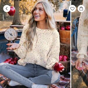 Cupshe Rainbow Pom Pom Drop Sleeve Sweater